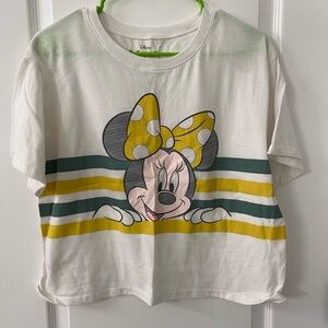 Disney Kids Minnie Mouse Striped Tee - White, Yellow, and Green